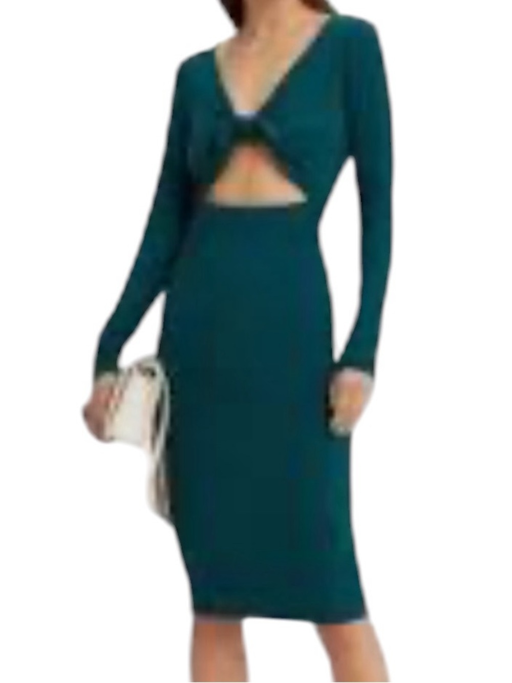 INTERMIX Teal Long-Sleeve Cutout Bodycon Dress small